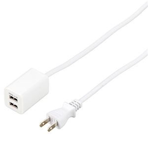 (まとめ) YAZAWA USBタップ 2ポート 2.4A 1m ホワイト H72012UWH 【×3セット】
