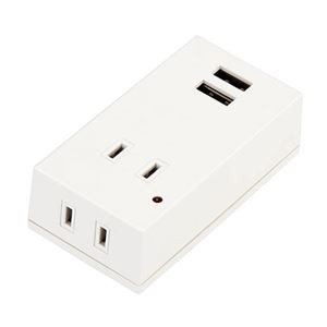 YAZAWA 雷ガード付フロントタップ型2AC+2USB2.1A ホワイト Y02FSK400WH2U