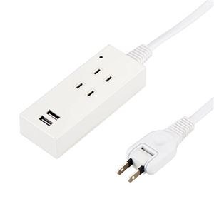 YAZAWA 雷ガード付 2AC2USB2.1A 1.5m ホワイト Y02K4015WH2U