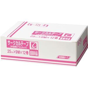 （まとめ）ヨック サージカルテープ半透明プラスチックタイプ 25mm×9m 1箱(12巻)【×3セット】
