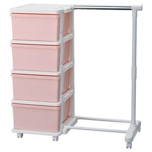 カラーシーズユニット チェスト 4段 パイプハンガー付 ピンク K20808036