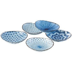 美濃焼 古染絵変り 楕円取鉢5客揃 K20457310