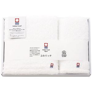 ふわリッチ 無撚糸バス・フェイスタオルセット 6076-044