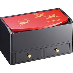 紀州塗 吉兆鶴 鏡付ニ段ティッシュボックス 6144-075