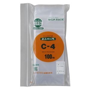 （まとめ）生産日本社 チャックポリ袋 100×70mm 100枚 C-4（×5セット）
