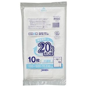 （まとめ）ジャパックス 再生原料入りポリ袋20L半透明10枚（×10セット）
