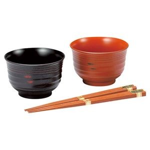 山中塗 根来・曙汁椀ペア（箸付） 22309806