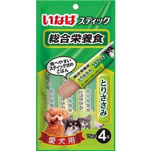 （まとめ） いなば スティック 総合栄養食 とりささみ 15g×4本 （ペットフード・犬用） 【×10セット】