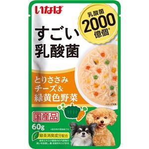 （まとめ） いなば すごい乳酸菌パウチ とりささみ チーズ＆緑黄色野菜 60g （ペットフード・犬用） 【×24セット】