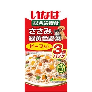 （まとめ） いなば ささみと緑黄色野菜 ビーフ入り 60g×3 （ペットフード・犬用） 【×10セット】