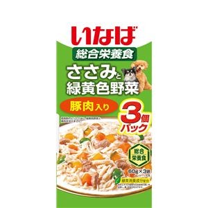 （まとめ） いなば ささみと緑黄色野菜 豚肉入り 60g×3 （ペットフード・犬用） 【×10セット】