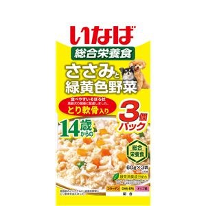 （まとめ） いなば ささみと緑黄色野菜 14歳からのとり軟骨入り 60g×3袋 （ペットフード・犬用） 【×10セット】