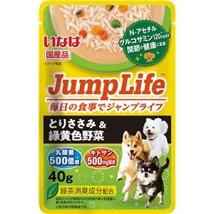 （まとめ） いなば JumpLifeパウチ とりささみ＆緑黄色野菜 40g （ペットフード・犬用） 【×24セット】