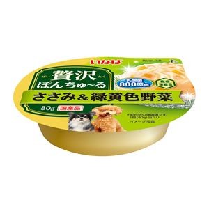 （まとめ） いなば 贅沢ぽんちゅーるカップ ささみ＆緑黄色野菜 80g （ペットフード・犬用） 【×8セット】