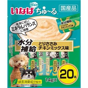 （まとめ） いなば ちゅ～る 水分補給 とりささみチキンミックス味 14g×20本入 （ペットフード・犬用） 【×4セット】