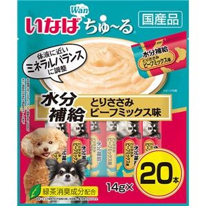 （まとめ） いなば ちゅ～る 水分補給 とりささみ ビーフミックス味 14g×20本入 （ペットフード・犬用） 【×4セット】