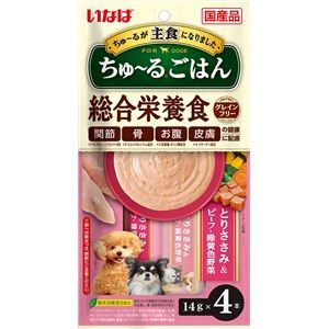 （まとめ） いなば ちゅ～るごはん とりささみ＆ビーフ・緑黄色野菜 14g×4本 （ペットフード・犬用） 【×10セット】
