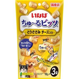 （まとめ） いなば ちゅ～るビッツ とりささみ チーズ入り 12g×3袋 （ペットフード・犬用） 【×10セット】