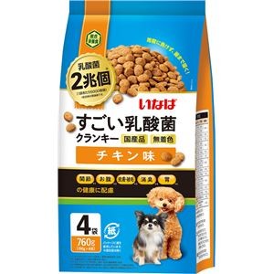 （まとめ） いなば すごい乳酸菌クランキー チキン味 760g（190g×4袋） （ペットフード・犬用） 【×4セット】