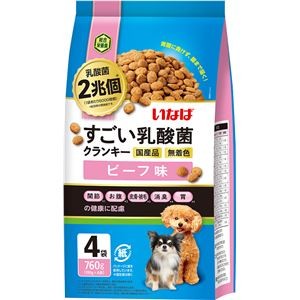 （まとめ） いなば すごい乳酸菌クランキー ビーフ味 760g（190g×4袋） （ペットフード・犬用） 【×4セット】