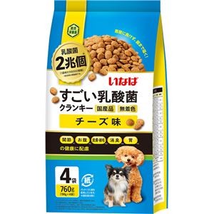 （まとめ） いなば すごい乳酸菌クランキー チーズ味 760g（190g×4袋） （ペットフード・犬用） 【×4セット】
