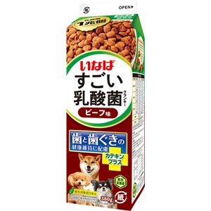 （まとめ） いなば すごい乳酸菌クランキー牛乳パック ビーフ味 380g （ペットフード・犬用） 【×5セット】