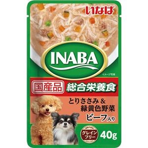 （まとめ） INABA とりささみ＆緑黄色野菜 ビーフ入り 40g （ペットフード・犬用） 【×24セット】