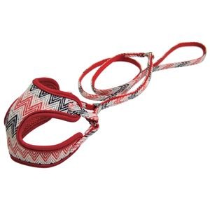 シェブロンソフトハーネスリード 3S レッド （ペット用品・犬用）