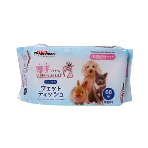（まとめ） ペット専用ウェットティッシュ 保湿成分プラス60枚 （ペット用品） 【×5セット】