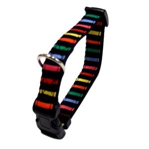 （まとめ）ストライプカラー #15 マルチブラック【×3セット】 (犬用品/首輪)