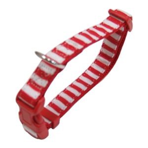 （まとめ）ストライプカラー #15 レッドホワイト【×3セット】 (犬用品/首輪)