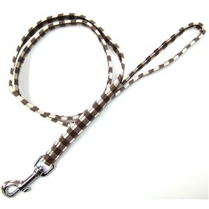 （まとめ）コットンチェックリード #15 ブラウン【×3セット】 (犬用品/リード)