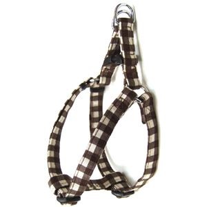 （まとめ）コットンチェックハーネス #15 ブラウン【×2セット】 (犬用品/ハーネス)