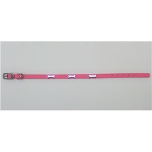 （まとめ）Wレザーカラー ボーン M ピンク【×3セット】 (犬用品/首輪)
