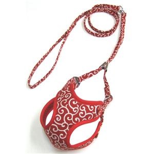 （まとめ）コットンカラクサソフトハーネスリード SS レッド【×2セット】 (犬用品/ハーネス)