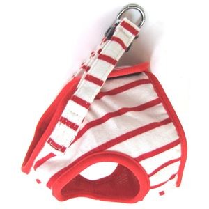 （まとめ）ニットボーダーソフトハーネス SS レッド【×2セット】 (犬用品/ハーネス)