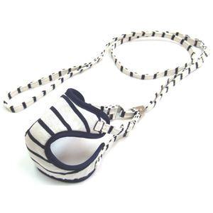 （まとめ）ニットボーダーソフトハーネスリード 3S ネイビー【×2セット】 (犬用品/リード)