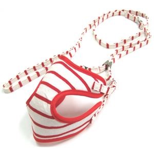 （まとめ）ニットボーダーソフトハーネスリード SS レッド【×2セット】 (犬用品/リード)