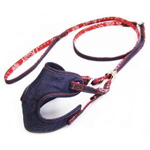 （まとめ）コットンデニムソフトハーネスリード 3S ネイビー【×2セット】 (犬用品/リード)