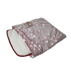 （まとめ）あったかプラス 寝ぶくろ もこもこスノー ボルドー【×2セット】 (ペット住関連用品/ベット/ベッド)