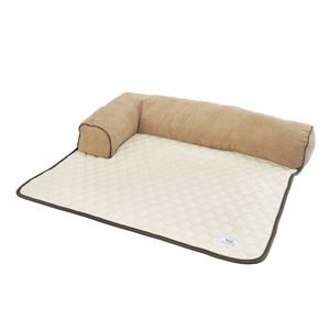 Homey コーデュロイ＆キルトワイドベッド L ブラウン (ペット住関連用品/ベット/ベッド)