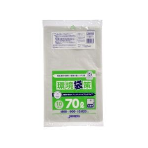 (まとめ) 環境袋策再生ポリ袋70L半透明10P 【×10セット】