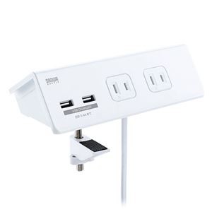 サンワサプライ クランプ固定式タップ （ホワイト色） TAP-B105U-3WN