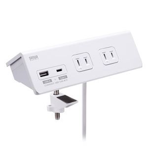 サンワサプライ クランプ固定式タップ （ホワイト色） TAP-B105UC-3W