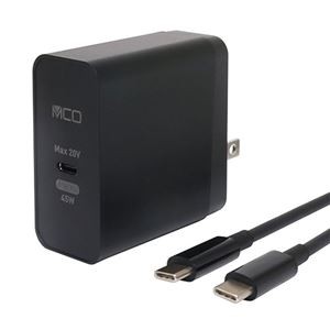 ミヨシ PD対応45W USB-ACアダプタTypeCケーブル付ブラック IPA-CS01／BK
