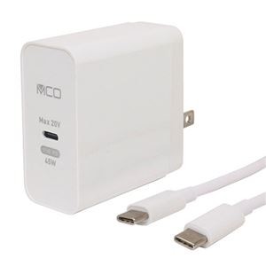 ミヨシ PD対応45W USB-ACアダプタTypeCケーブル付ホワイト IPA-CS01／WH