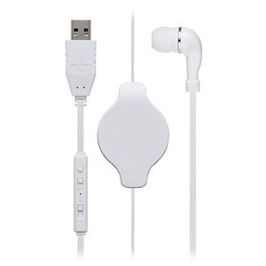 ミヨシ 巻き取り式片耳イヤホン USB ホワイト UHP-K01／WH