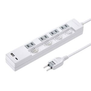 サンワサプライ USB充電機能付きタップ Type-C搭載 TAP-B102UC-2W