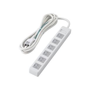 エレコム 3pinタップ／マグネット付／ホコリシャッター付／6個口／2.5m／ホワイト T-T1D-3625WH