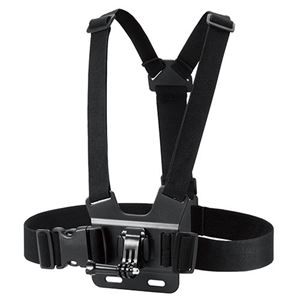 エレコム GoPro HERO9／8／7／6／5／MAX用 マウント チェスト型 ハンズフリー撮影 クイックリリースバックルマウント ハーネス 着脱簡単 ブラック AC-MBCH01BK